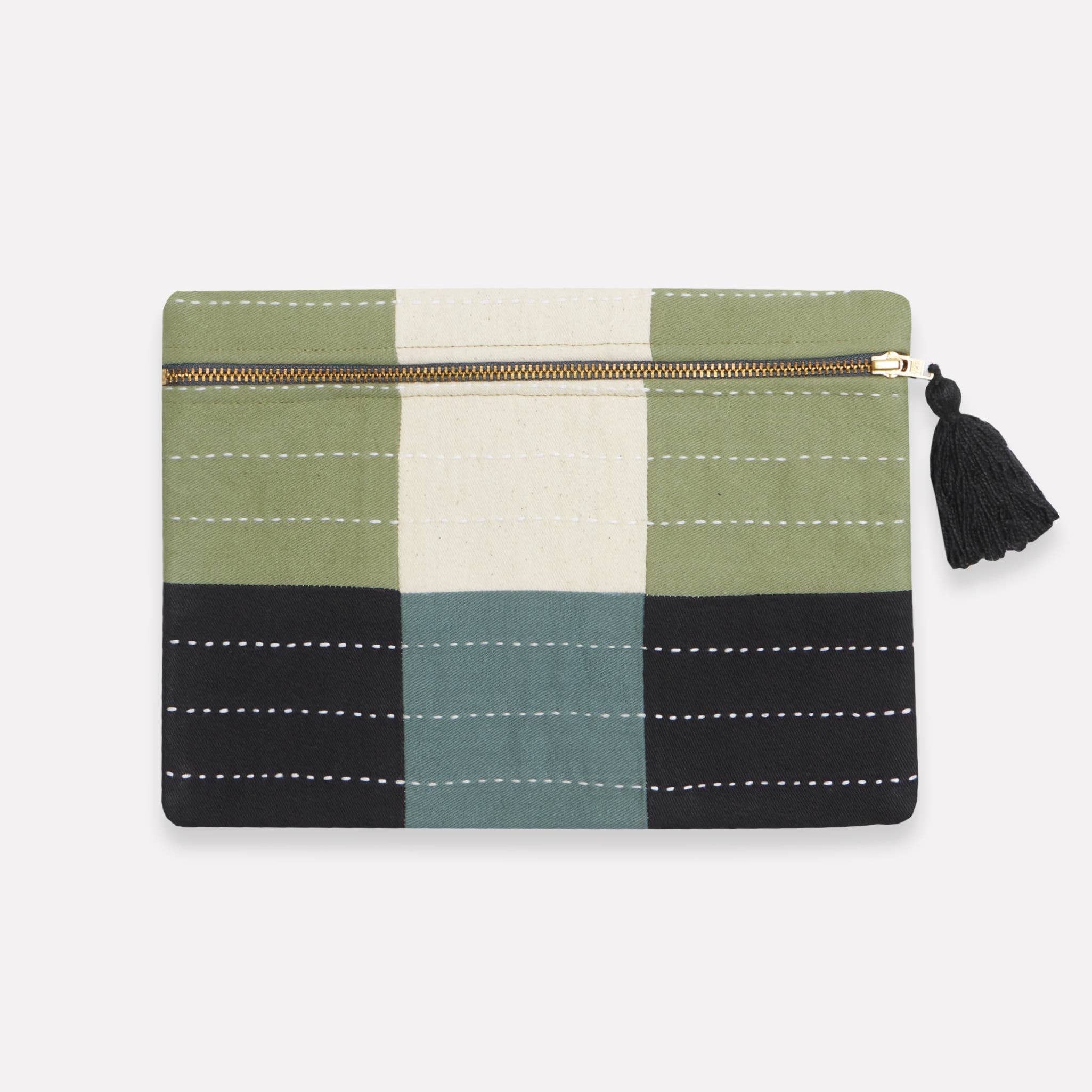 Anchal | Sage Checkered Pouch
