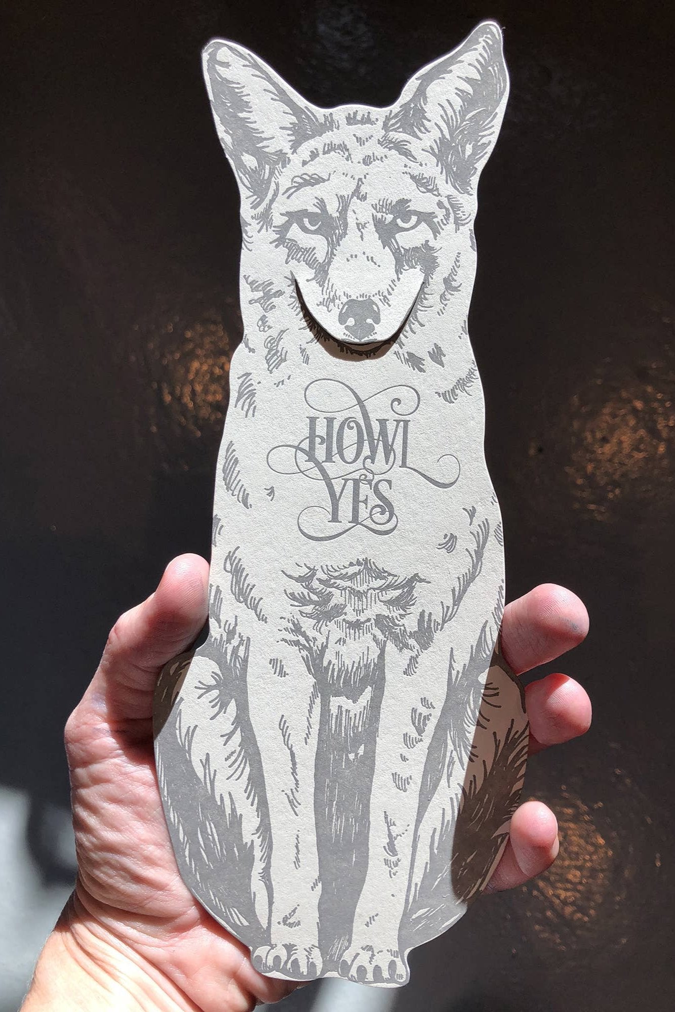 Blackbird Letterpress | Howl Yes Grey Fox Gift Card