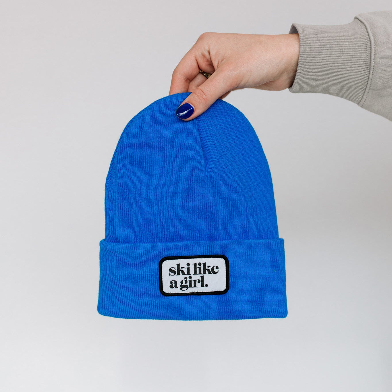 Ski Like A Girl | Cobalt Patch Beanie
