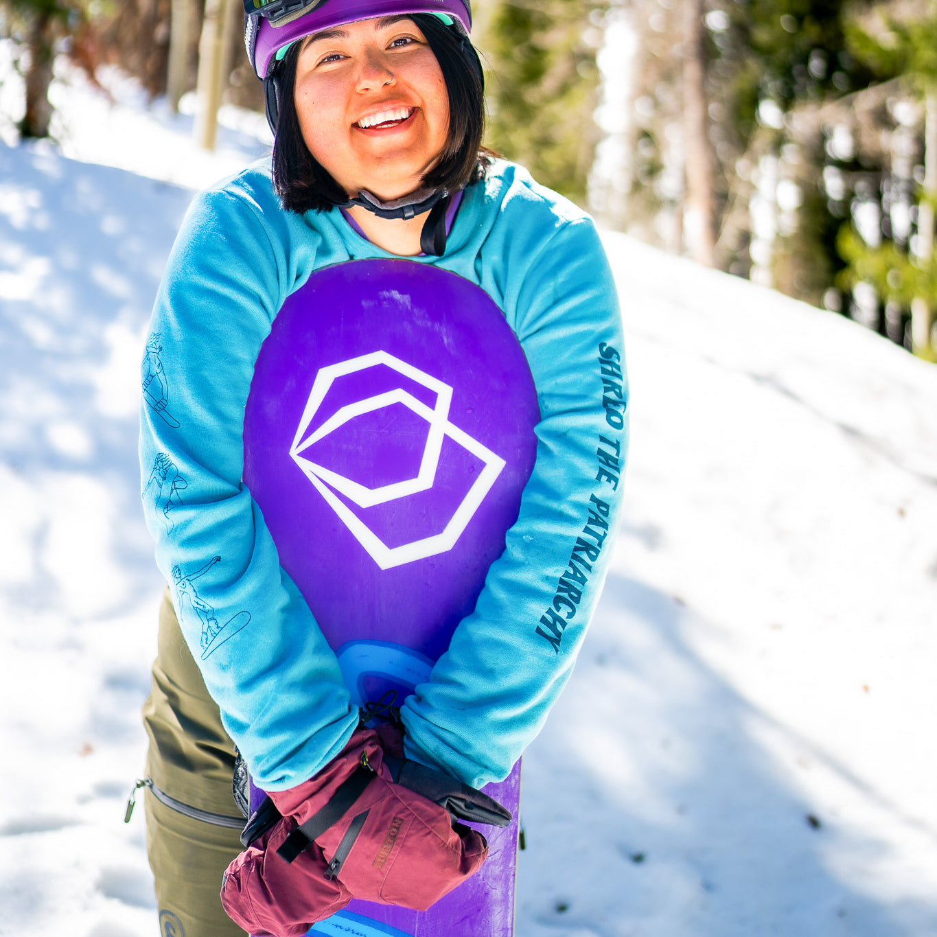 Shred the Patriarchy Crewneck | Heather Blue Lagoon Snowboard