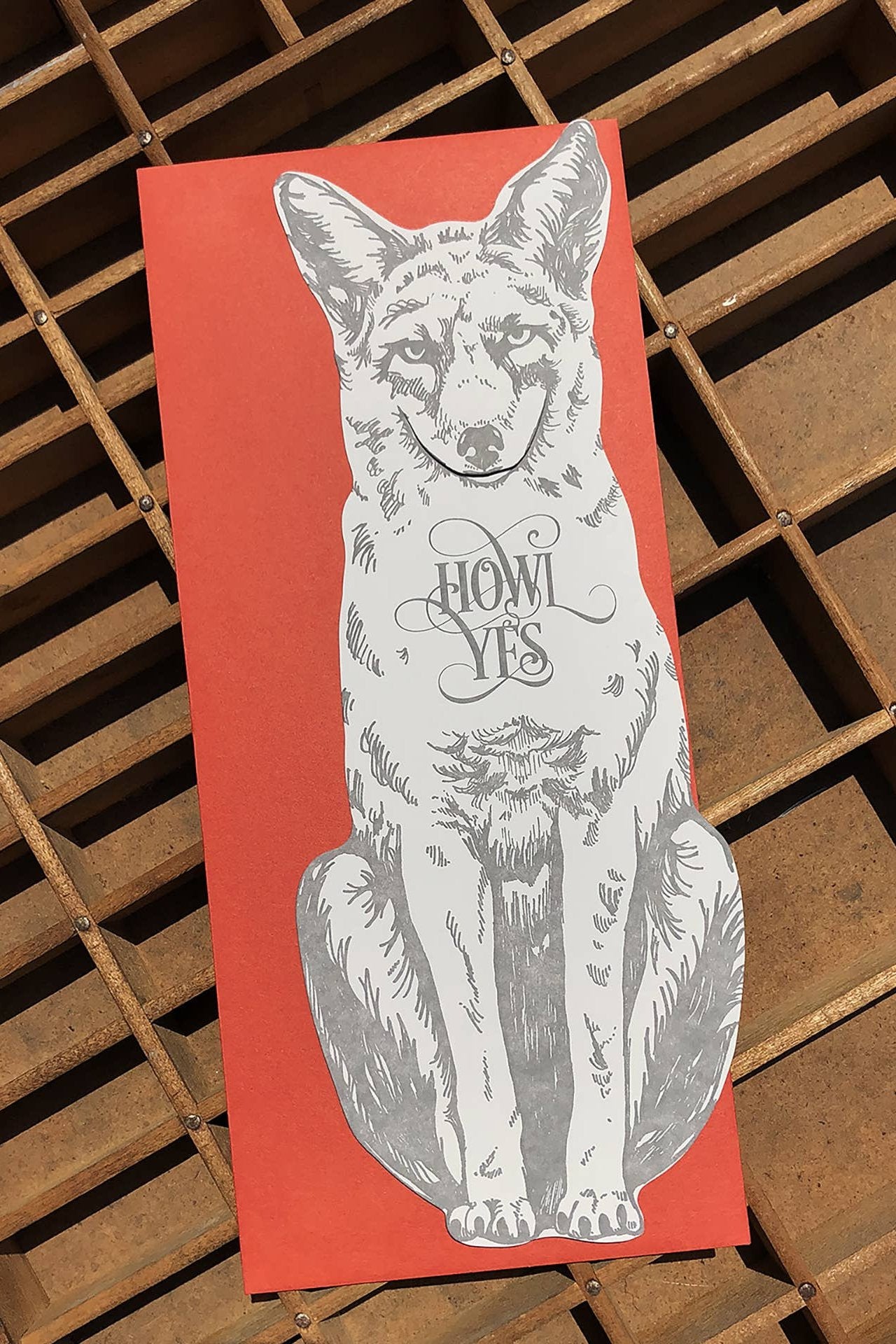 Blackbird Letterpress | Howl Yes Grey Fox Gift Card
