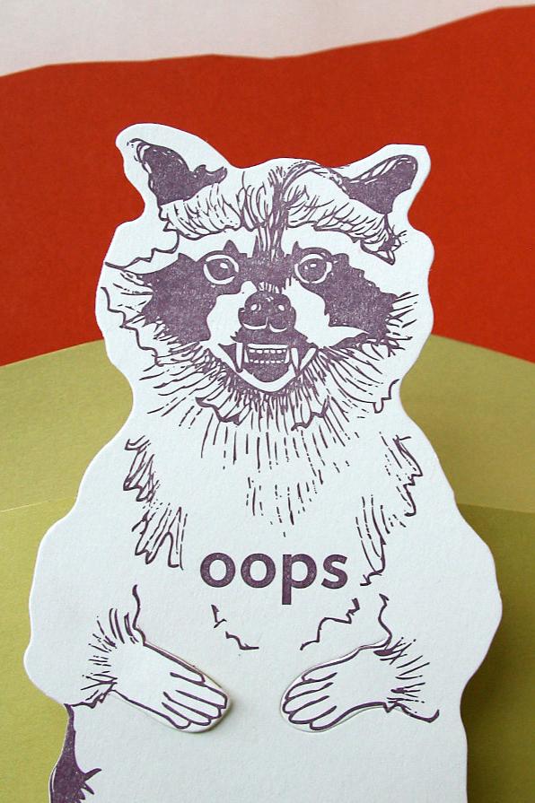 Blackbird Letterpress | Oops Raccoon Gift Card