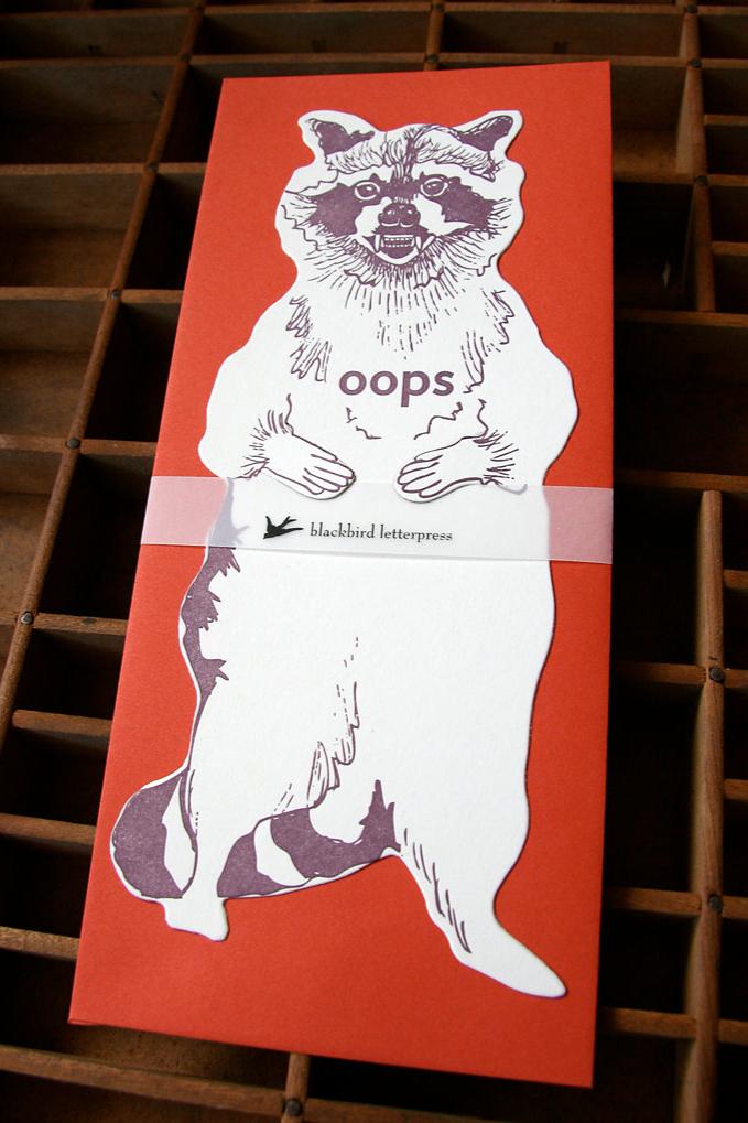 Blackbird Letterpress | Oops Raccoon Gift Card