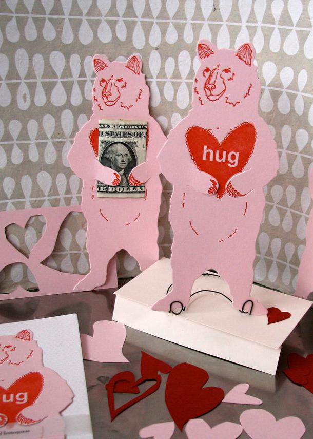 Blackbird Letterpress | Pink Grizzly Bear Hug Gift Card