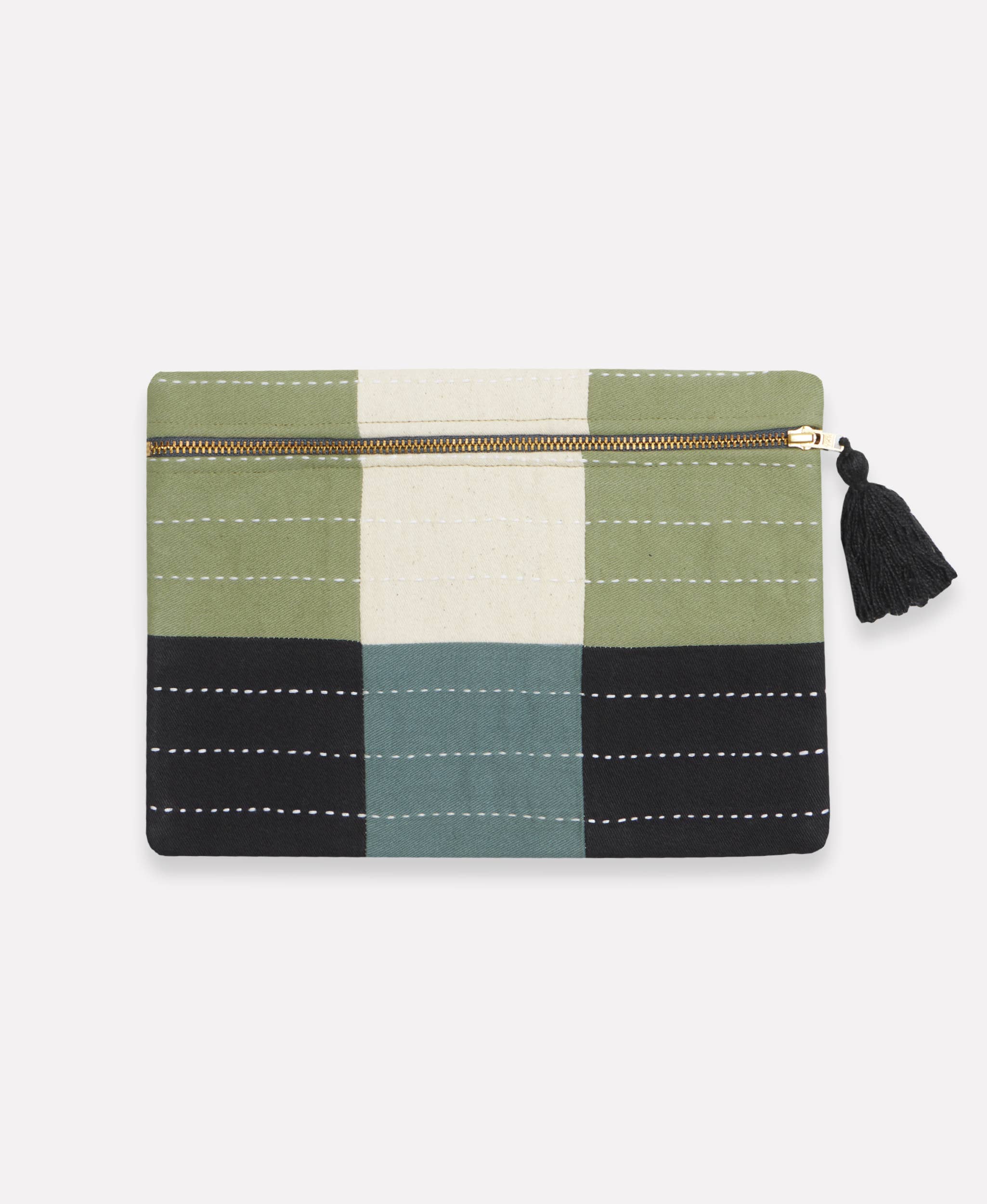 Anchal | Sage Checkered Pouch
