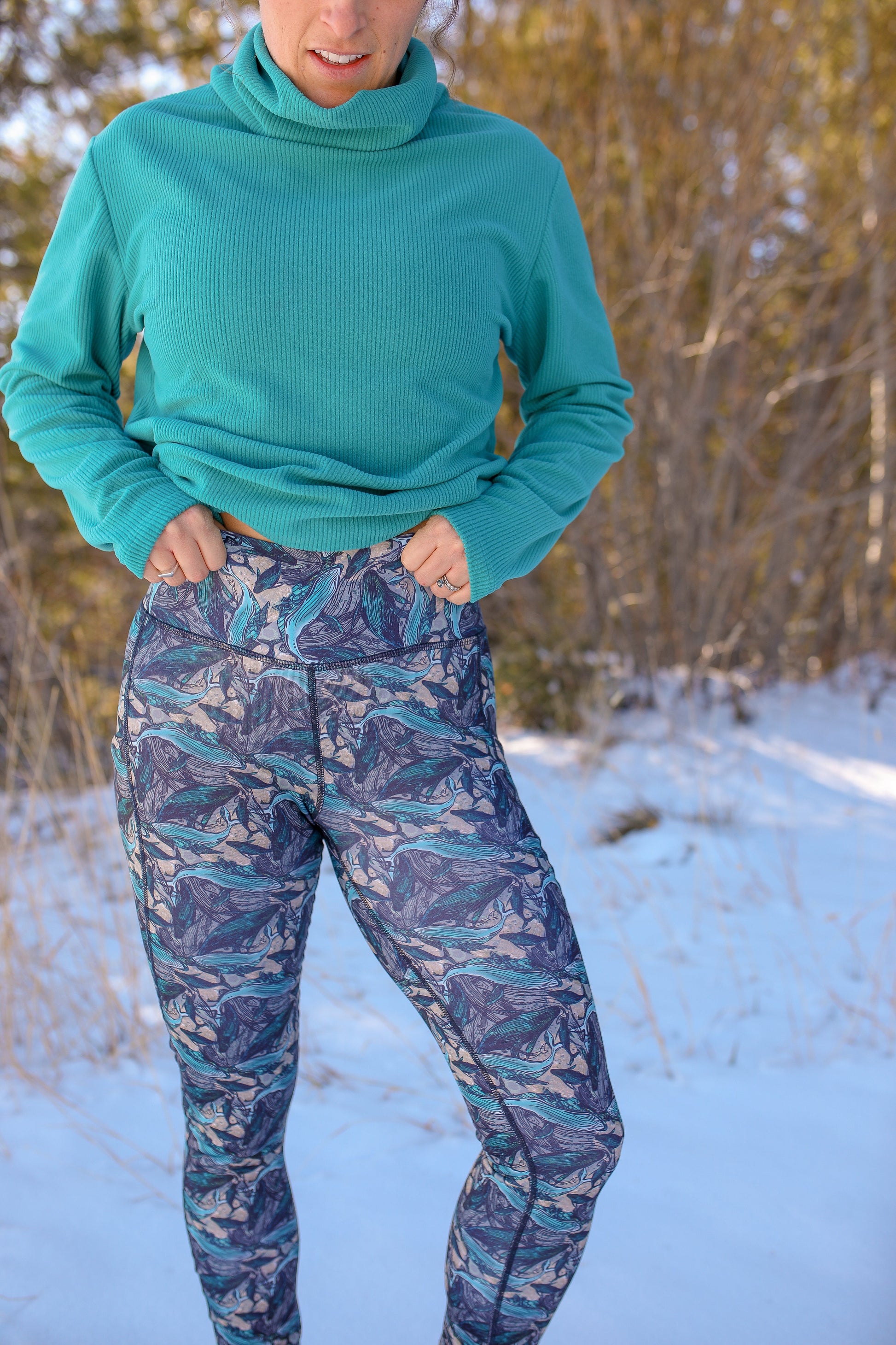 Youer | Go There Fleece Legging Oh Whale