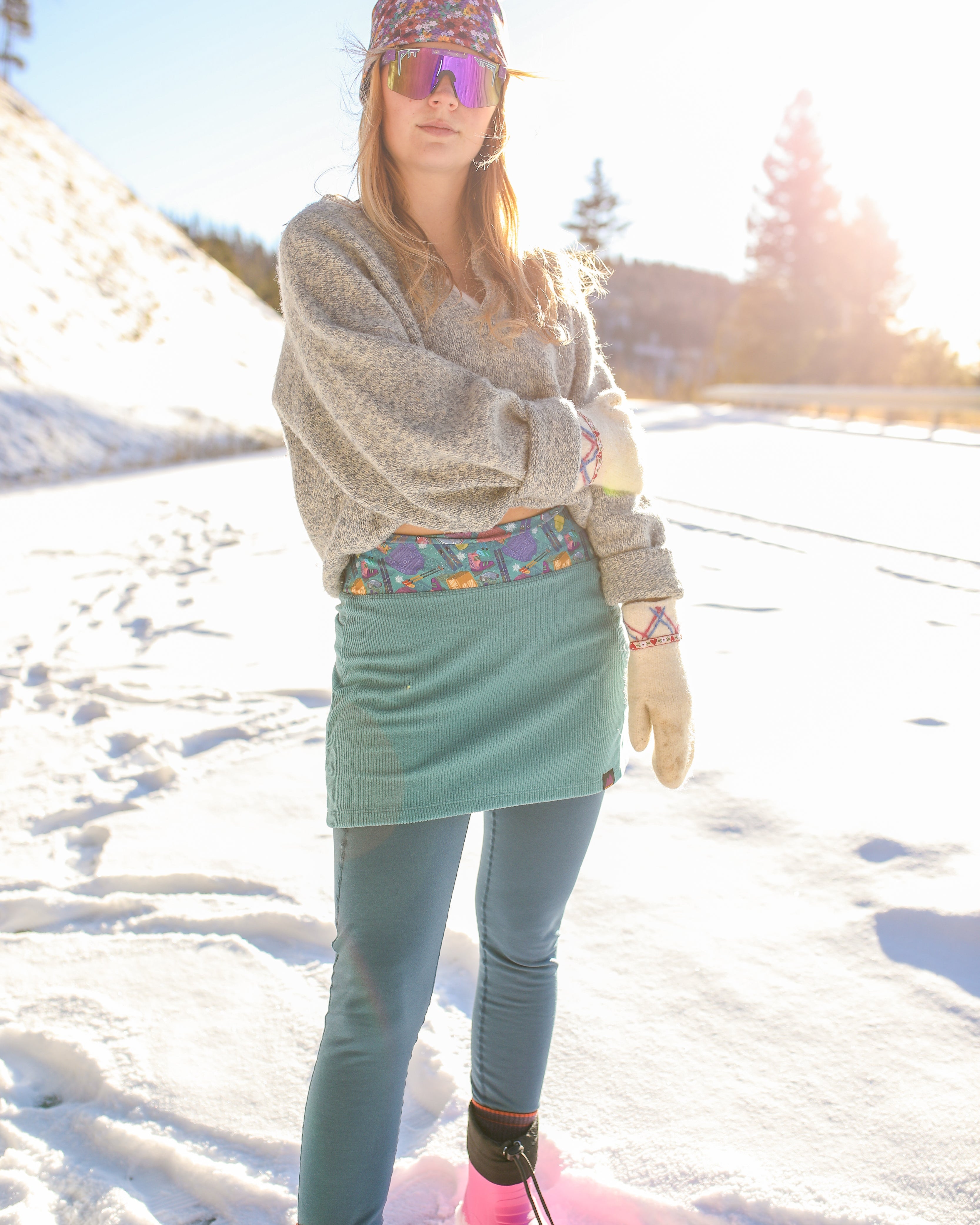 Youer | Made It Fleece Skirt Geyser/Ski Queen