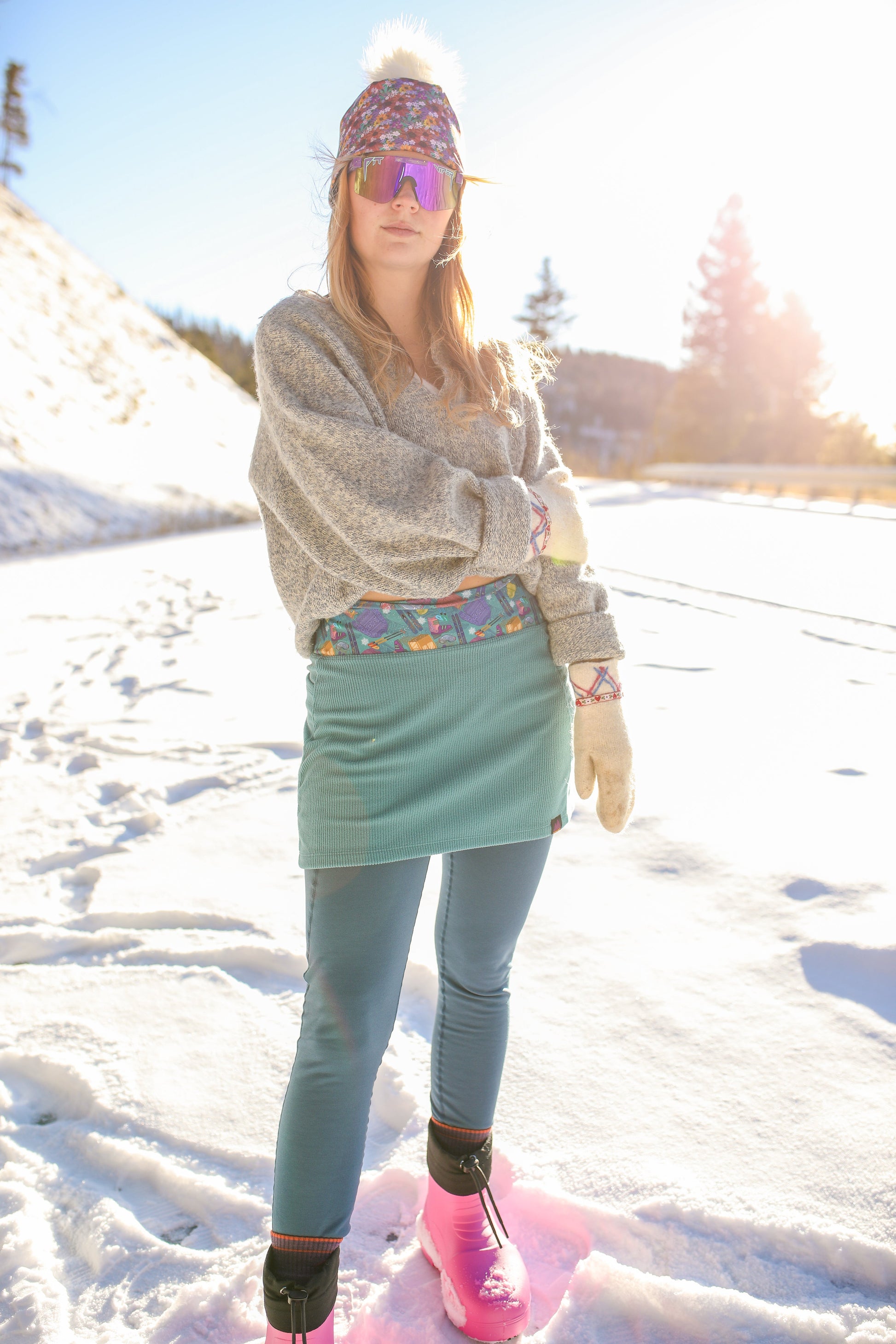 Youer | Made It Fleece Skirt Geyser/Ski Queen