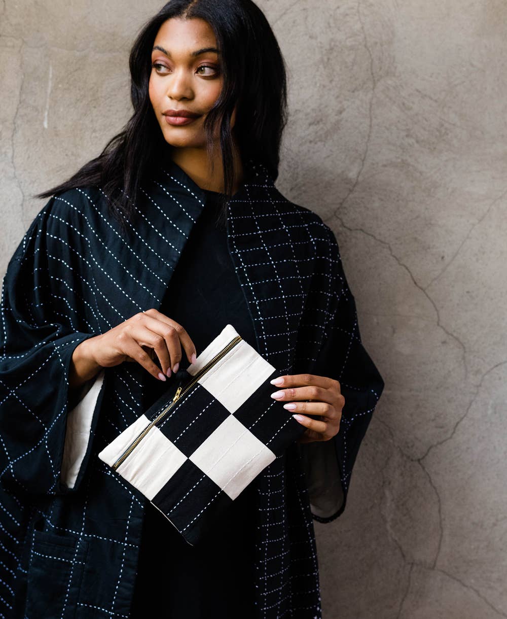 Anchal | Cobalt Checkered Pouch