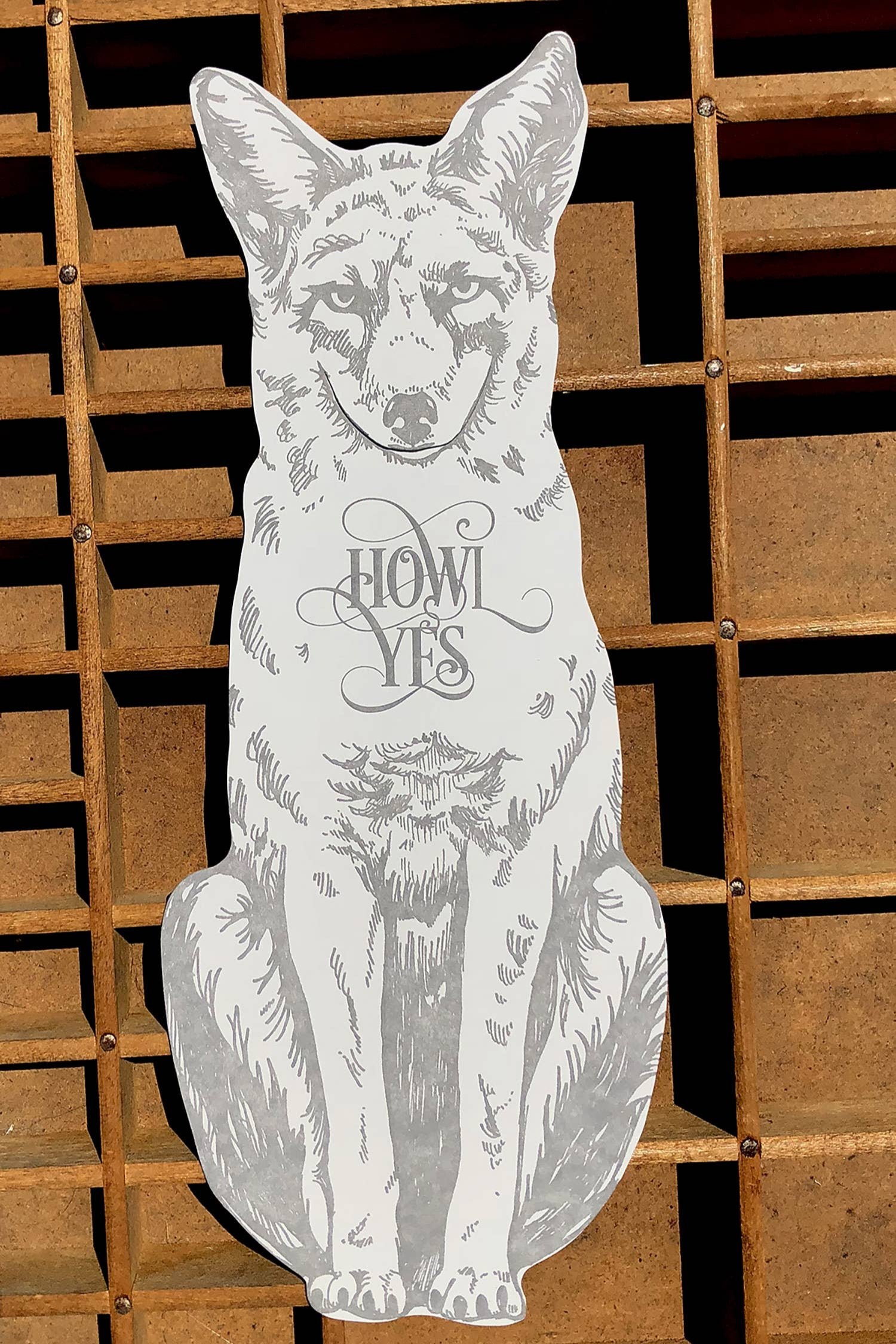 Blackbird Letterpress | Howl Yes Grey Fox Gift Card