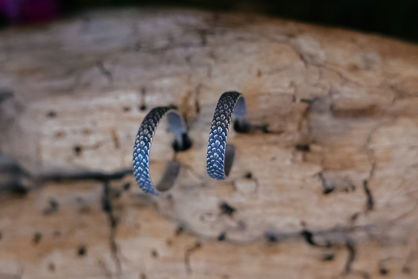 Crooked Trails Silver | Snake Skin Hoops