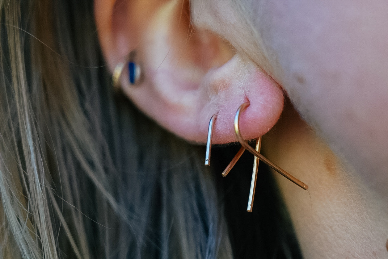 Crooked Trails Silver | Handcrafted Gold Filled Riverbend Earrings