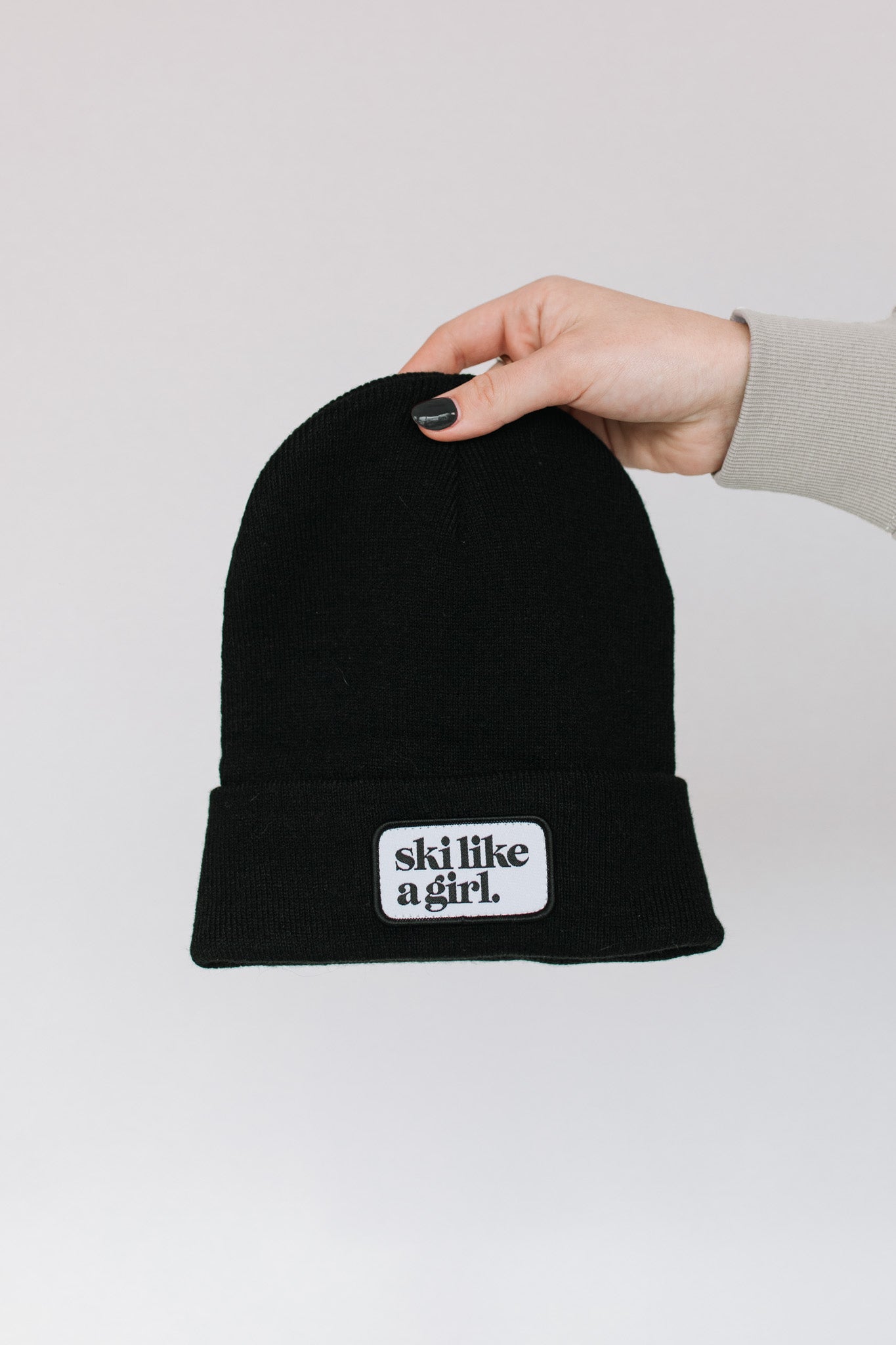 Ski Like A Girl | Black Beanie with Patch