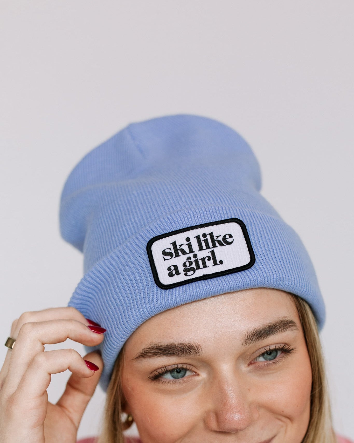 Ski Like A Girl | Periwinkle Beanie with Patch
