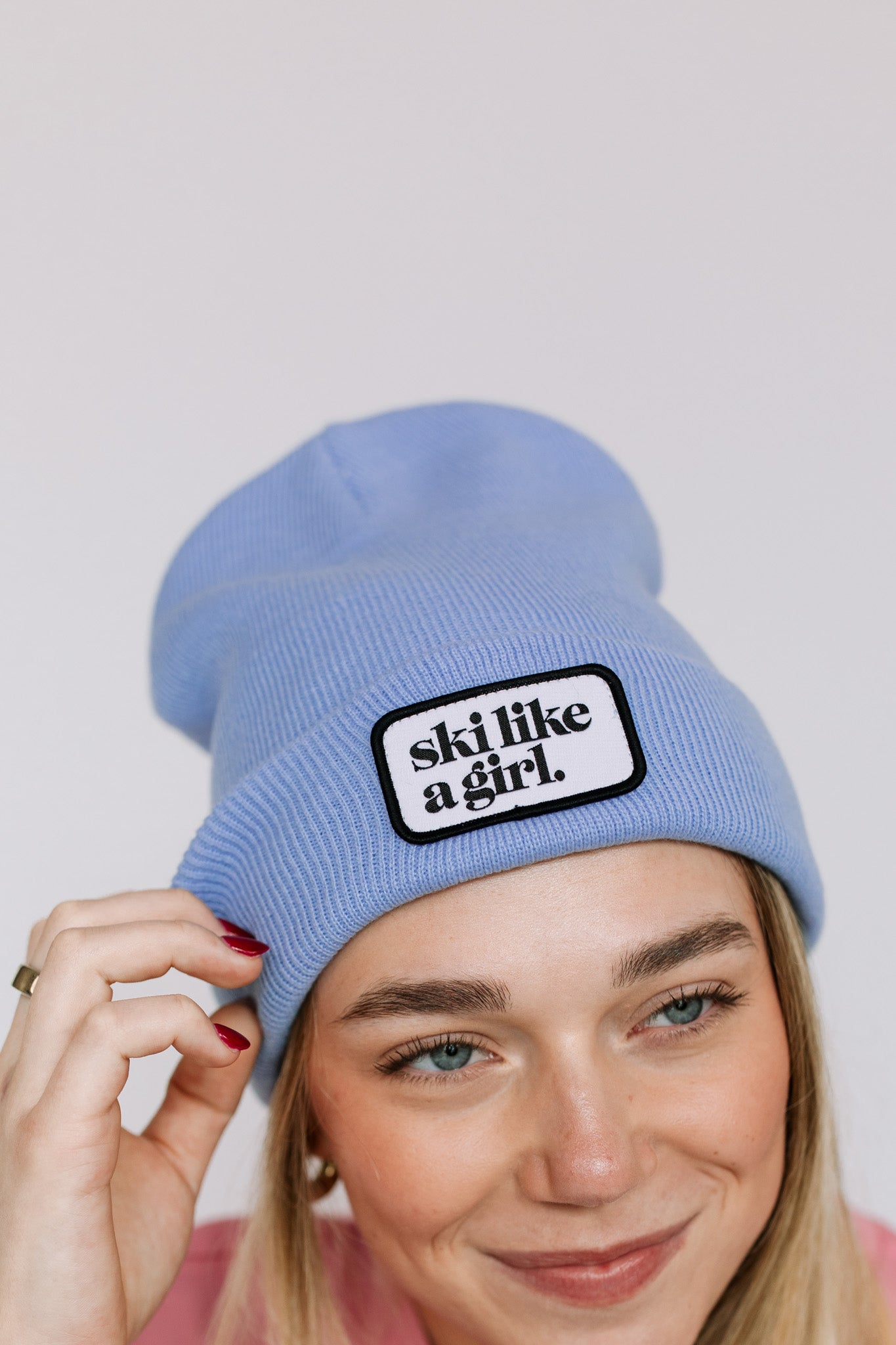 Ski Like A Girl | Periwinkle Beanie with Patch