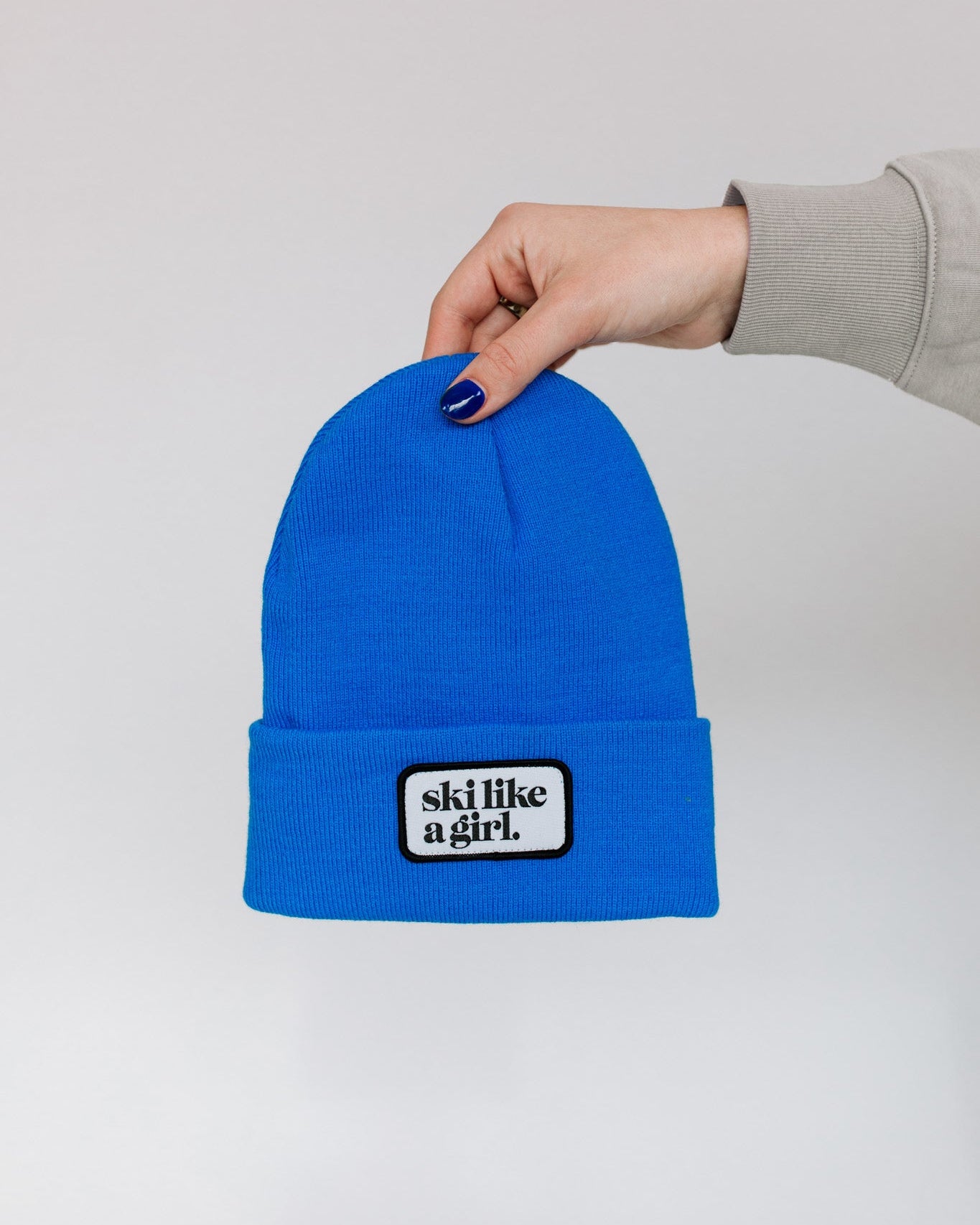 Ski Like A Girl | Cobalt Patch Beanie