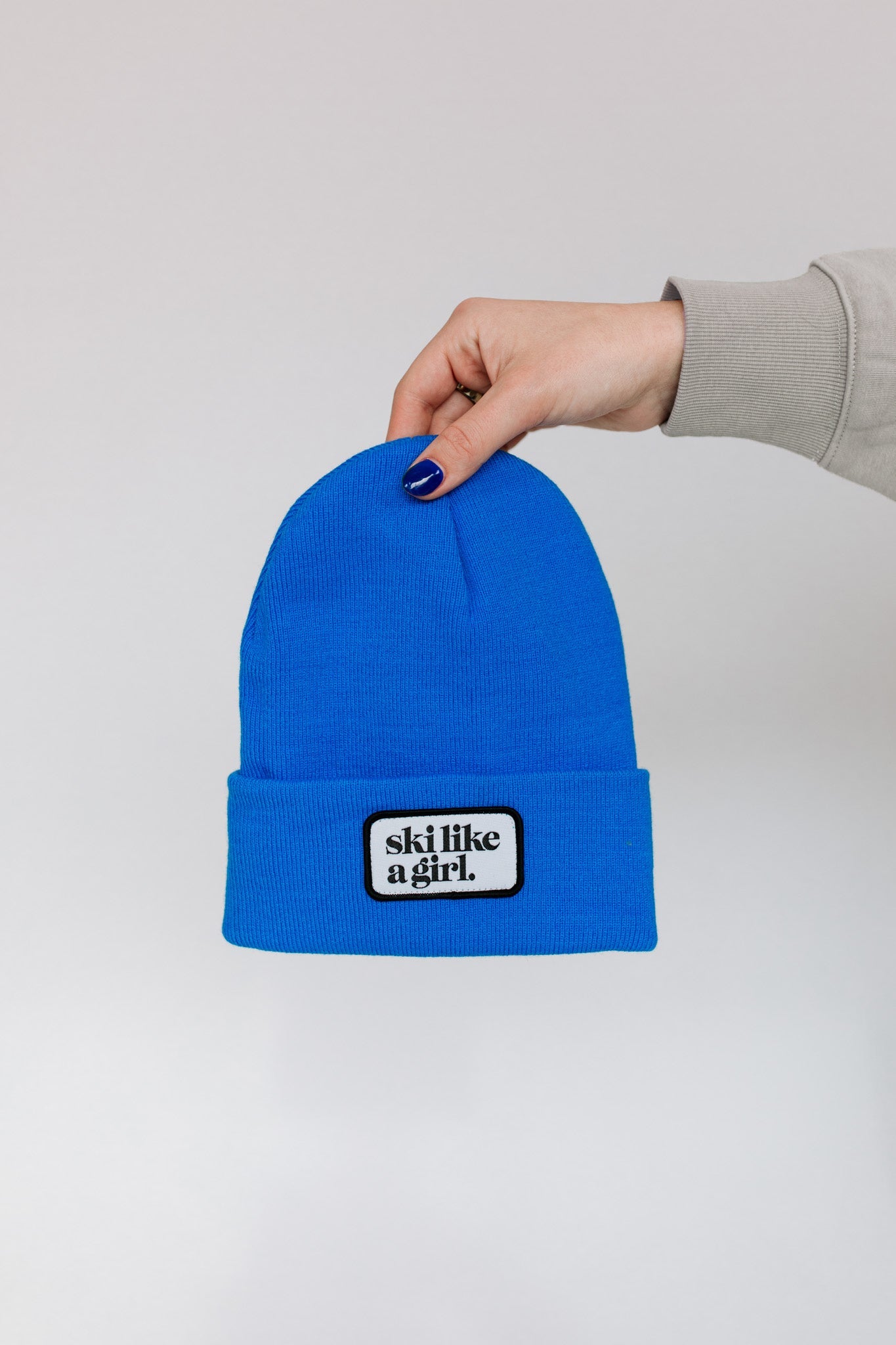 Ski Like A Girl | Cobalt Patch Beanie