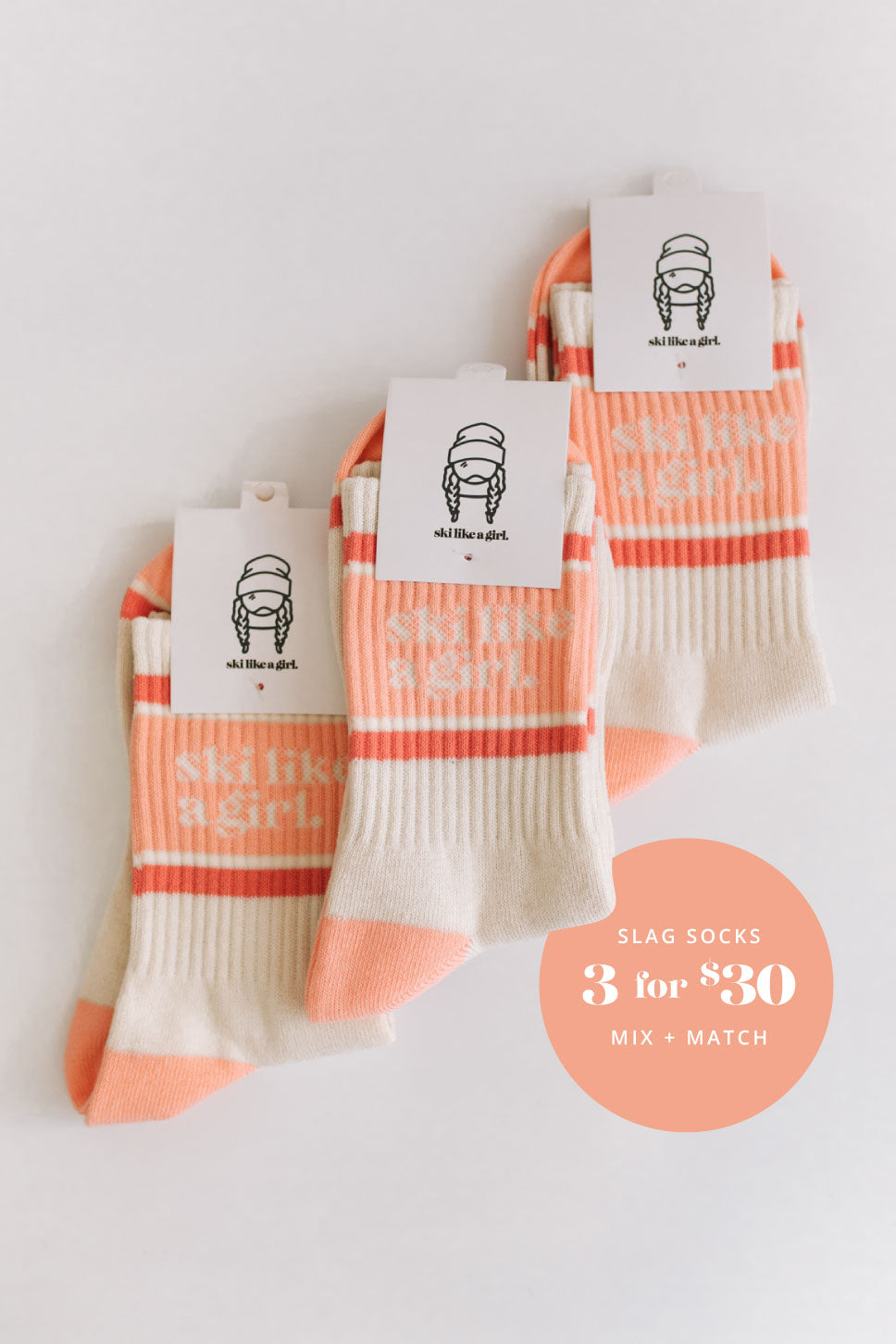 Ski Like a Girl Socks | Peachy