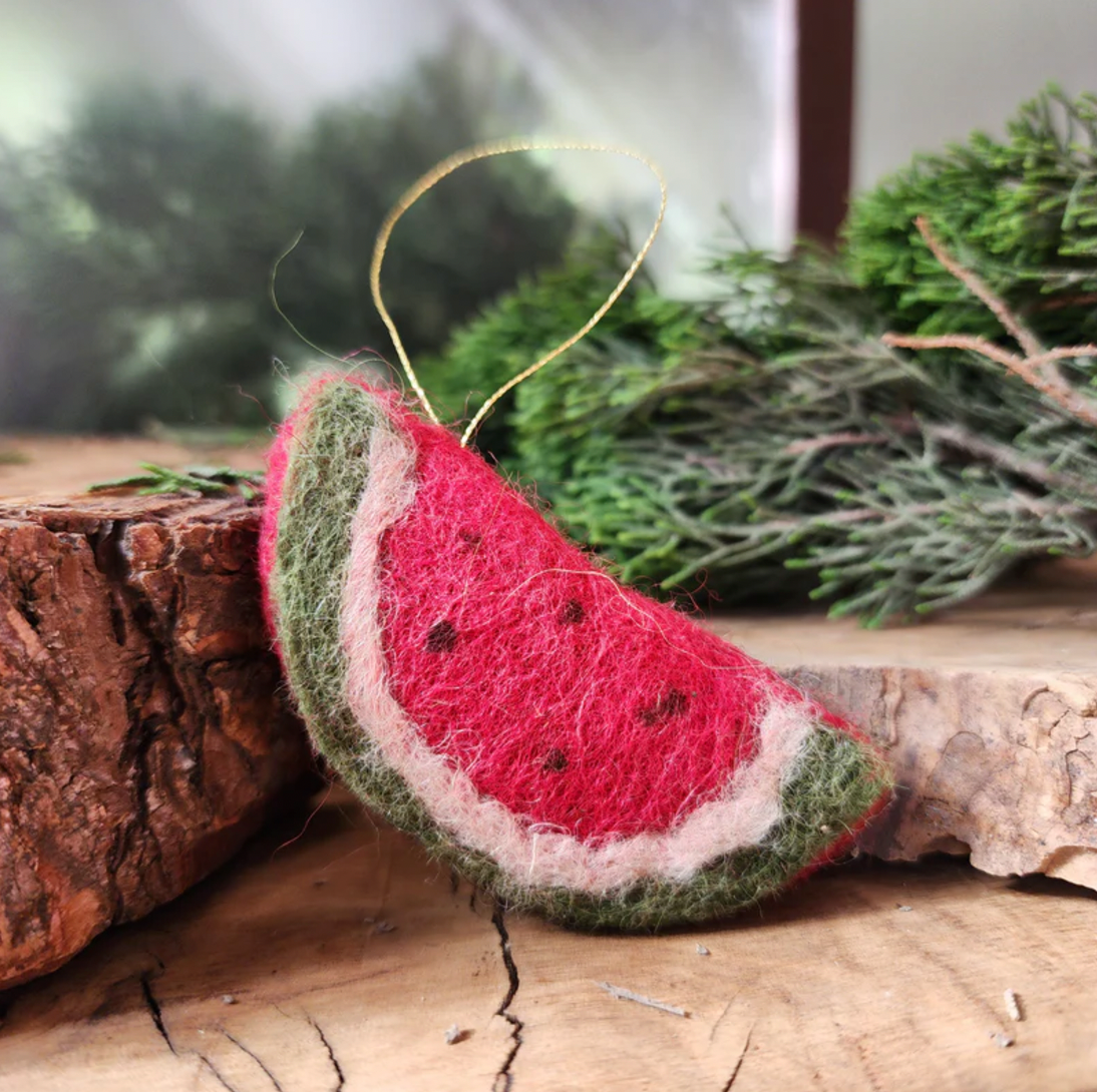 Handmade Palestine | Hand Felted Wool Watermelon Ornament