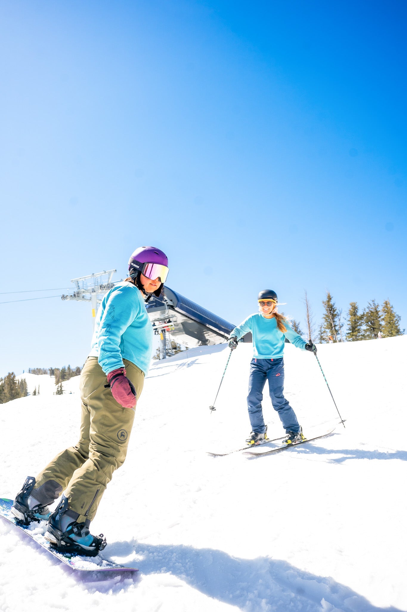 Shred the Patriarchy Crewneck | Heather Blue Lagoon Snowboard
