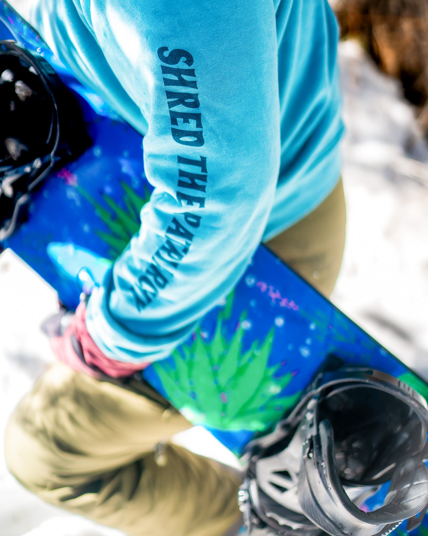 Shred the Patriarchy Crewneck | Heather Blue Lagoon Snowboard