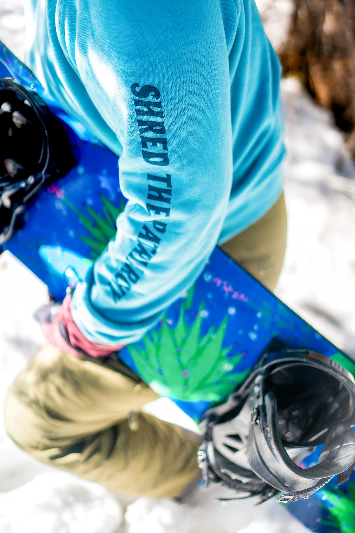 Shred the Patriarchy Crewneck | Heather Blue Lagoon Snowboard