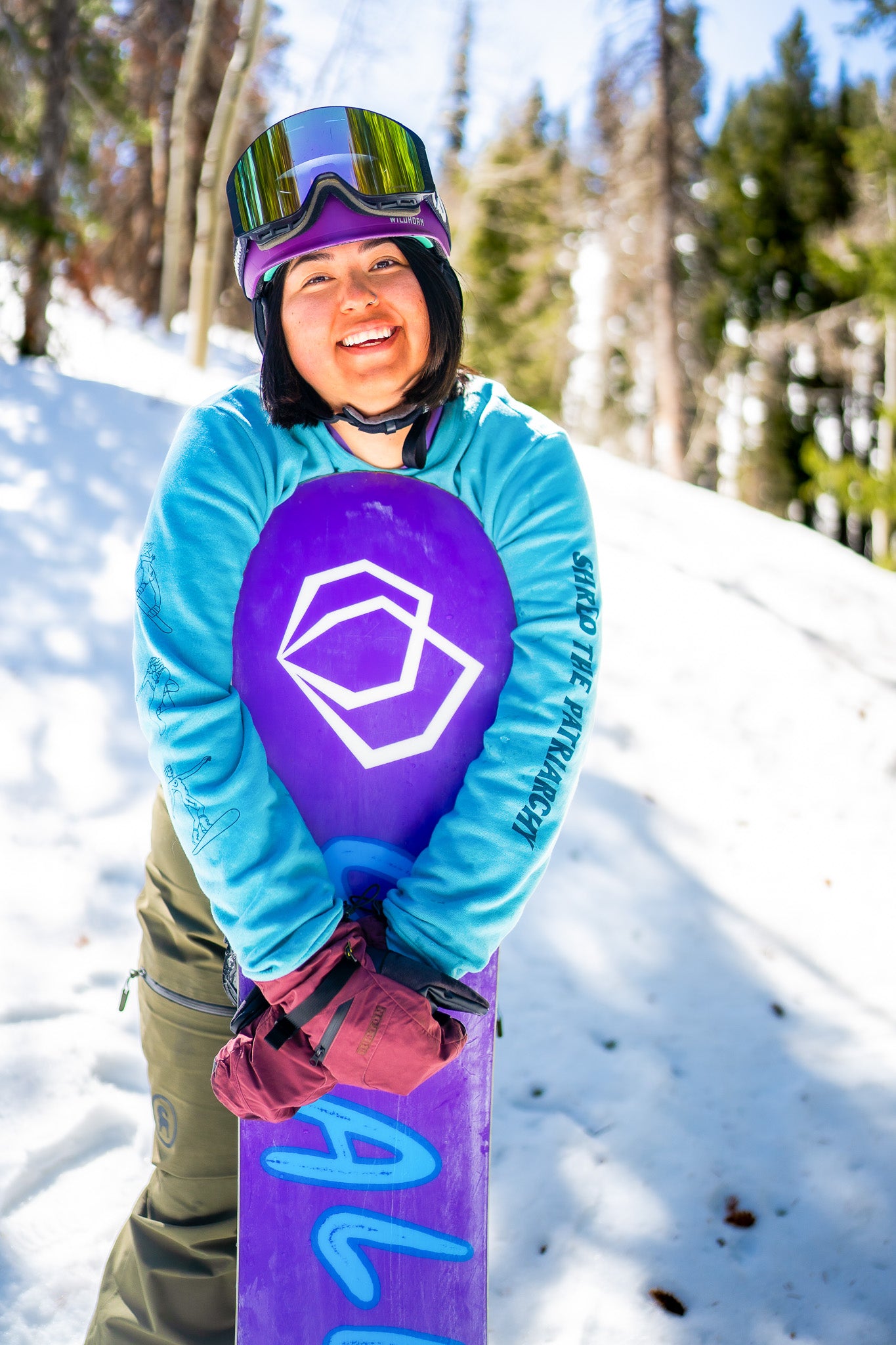 Shred the Patriarchy Crewneck | Heather Blue Lagoon Snowboard