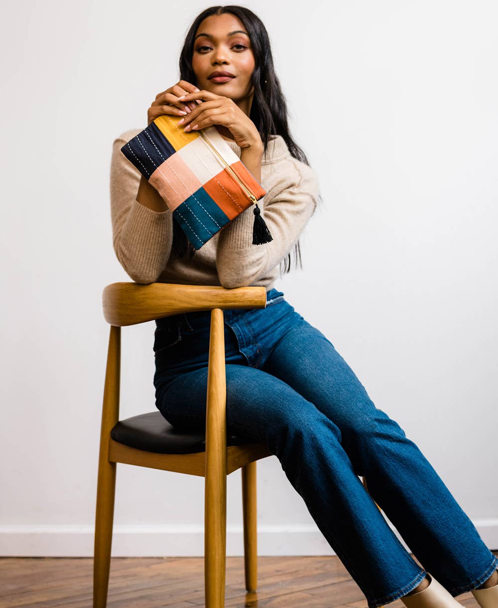 Anchal | Cobalt Checkered Pouch