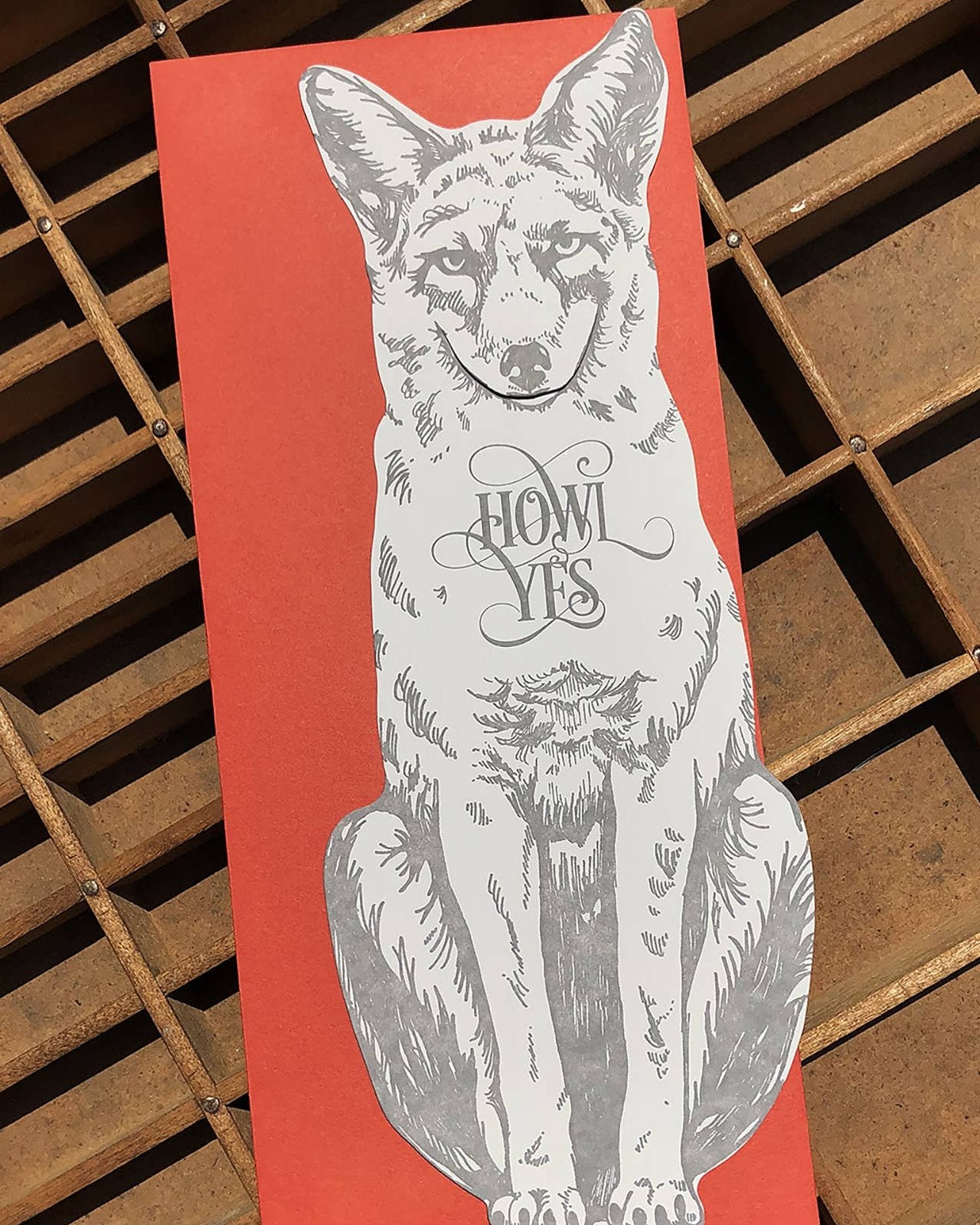 Blackbird Letterpress | Howl Yes Grey Fox Gift Card