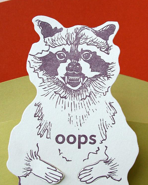 Blackbird Letterpress | Oops Raccoon Gift Card