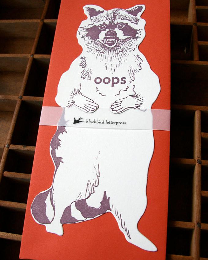 Blackbird Letterpress | Oops Raccoon Gift Card