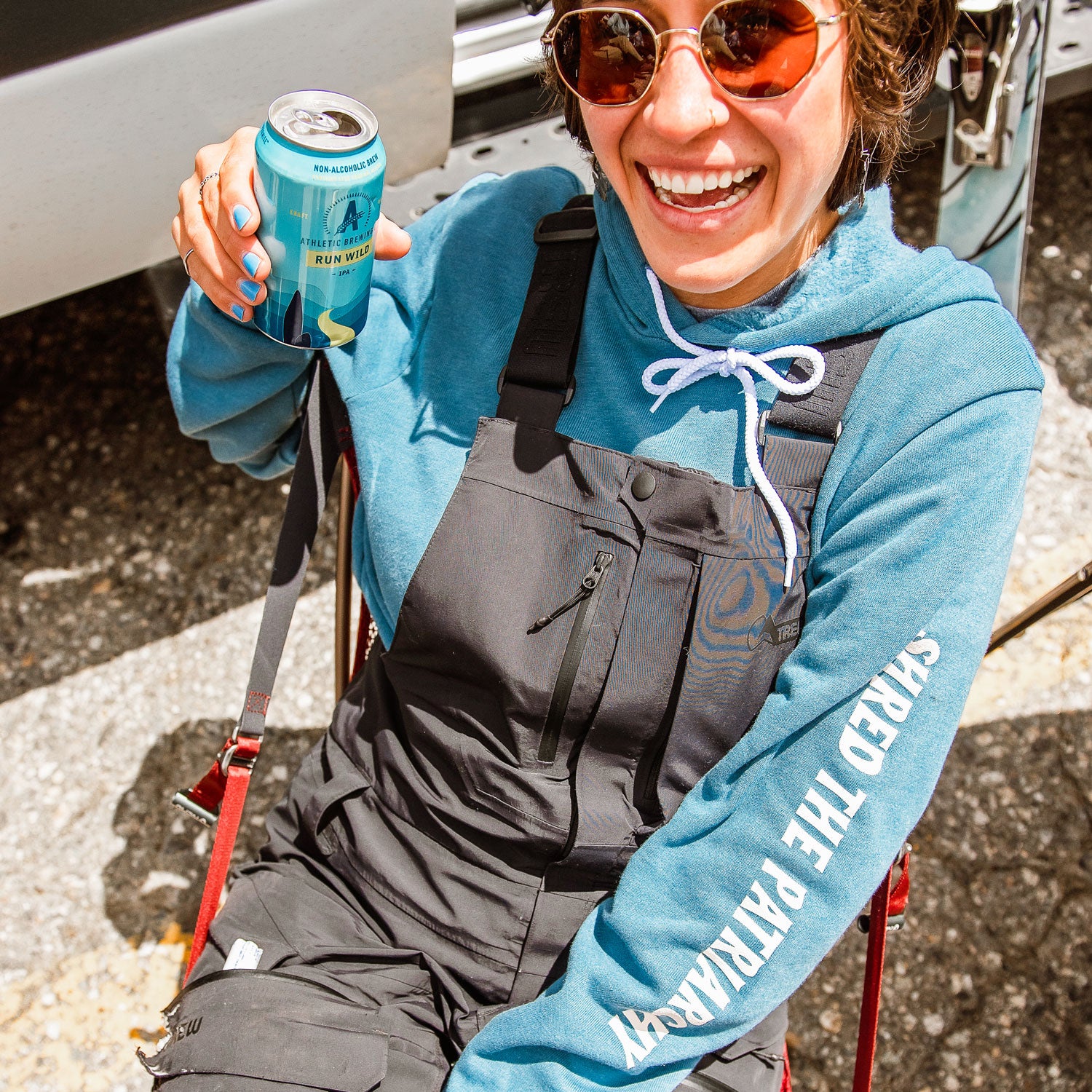 Shred the Patriarchy Hoodie | Heather Blue Lagoon Snowboard