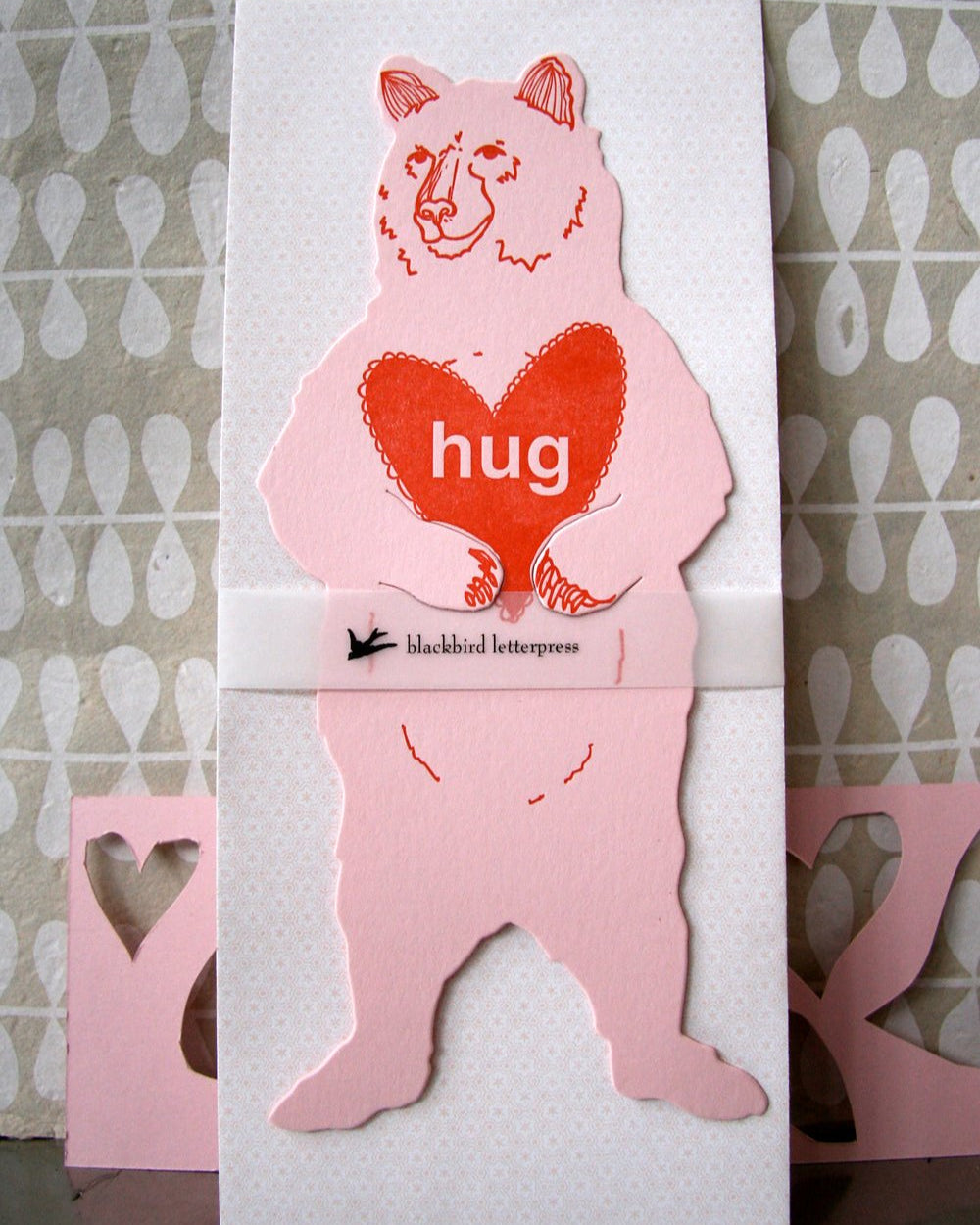 Blackbird Letterpress | Pink Grizzly Bear Hug Gift Card