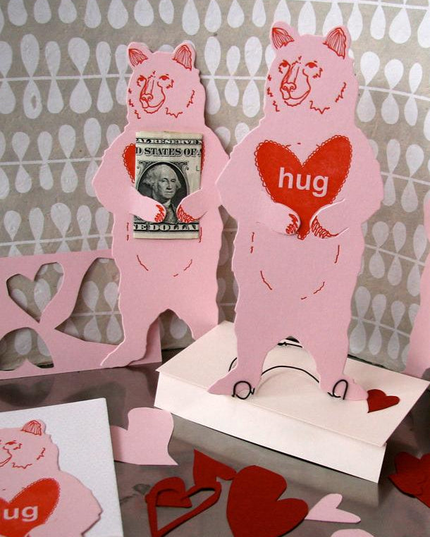 Blackbird Letterpress | Pink Grizzly Bear Hug Gift Card